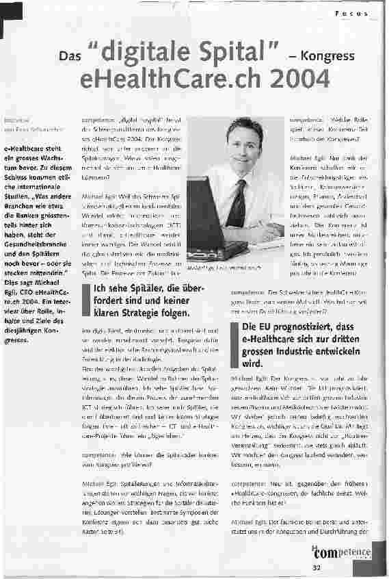 Vorschauseite 1: Das digitale Spital -Kongress eHealthCare. ch 2004