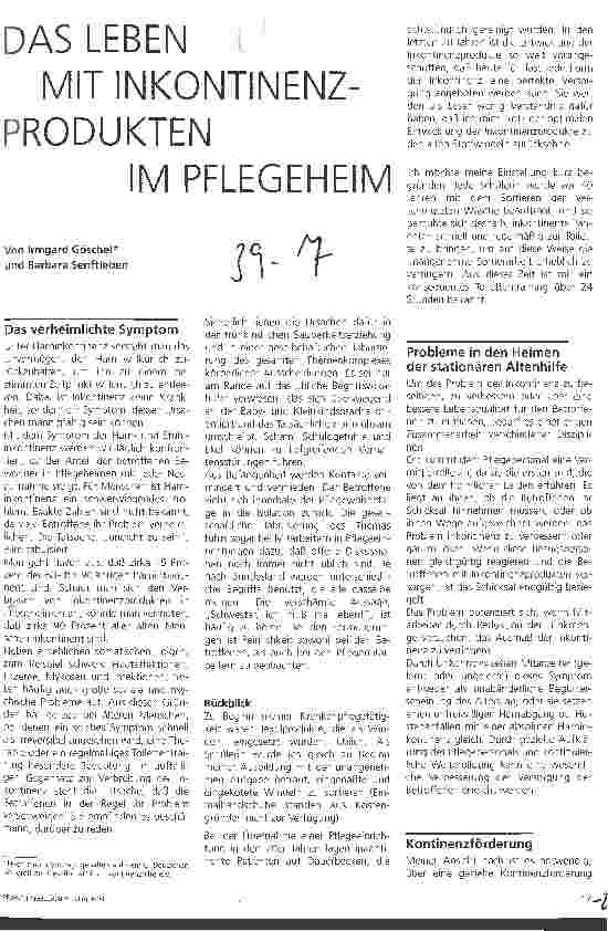 Vorschauseite 1: Das Leben mit Inkontinenzprodukten im Pflegeheim