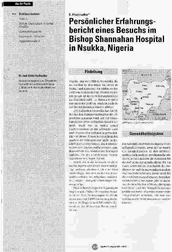 Vorschauseite 1: Persönlicher Erfahrungsbericht eines Besuchs im Bishop Shannahan Hospital in Nsukka, Nigeria
