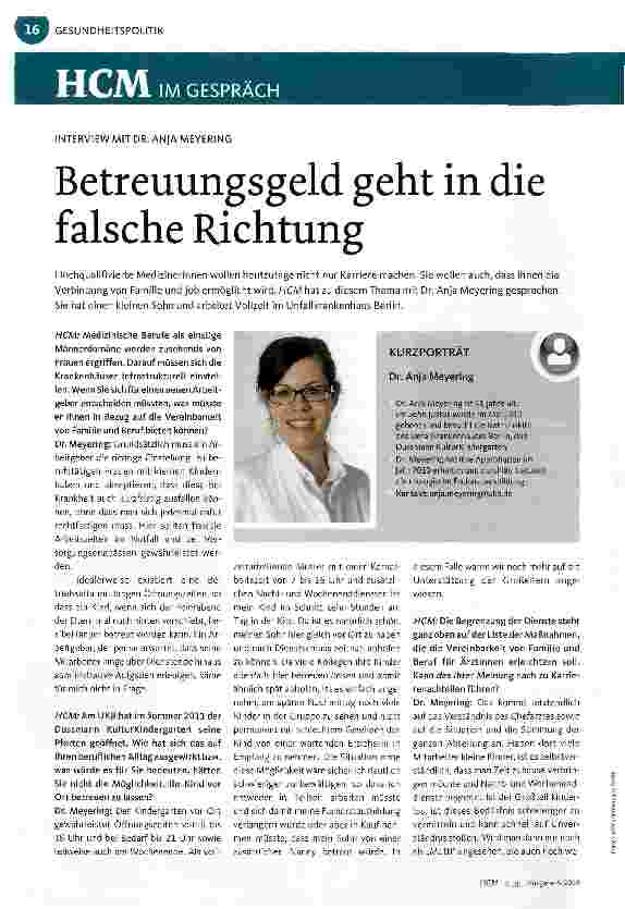 Vorschauseite 1: Betreuungsgeld geht in die falsche Richtung
