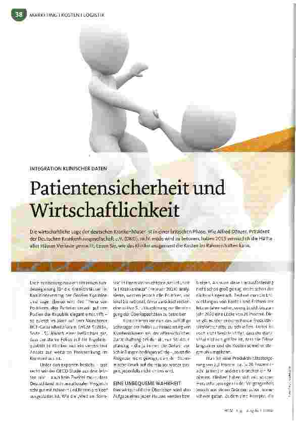 Vorschauseite 1: Patientensicherheit und Wirtschaftlichkeit
