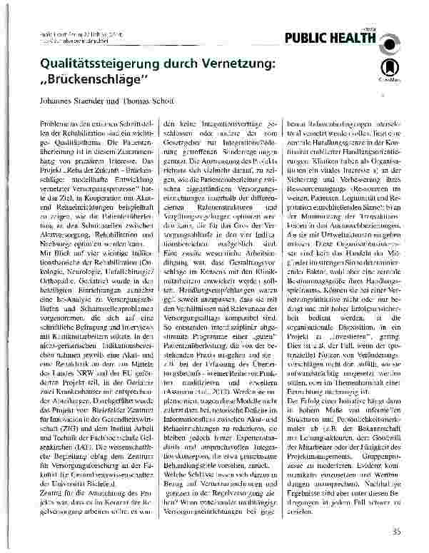 Vorschauseite 1: Qualitätssteigerung durch Vernetzung: „Brückenschläge