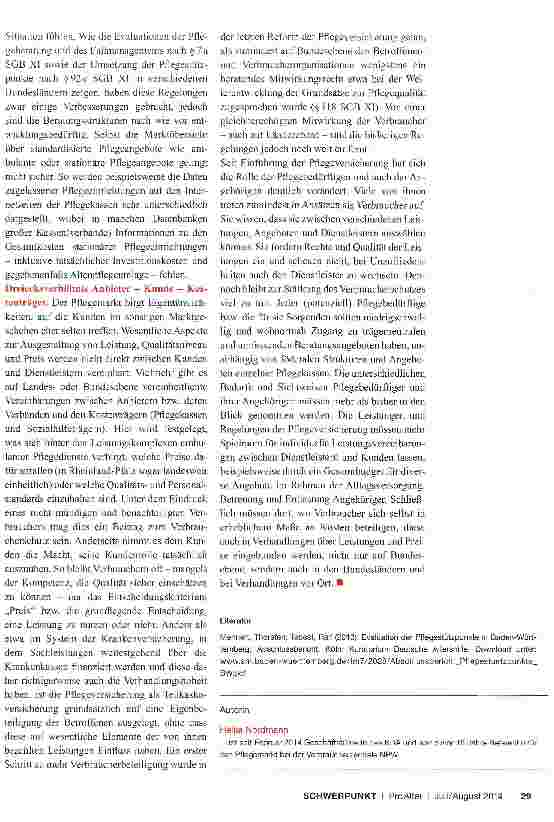 Vorschauseite 2: Die Rolle der Verbraucher im Pflegemarkt