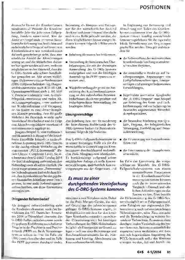 Vorschauseite 3: Positionen der Bundesärztekammer zur Reform der Krankenhausversorgung und -finanzierung
