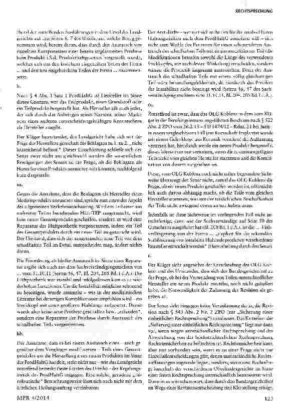 Vorschauseite 4: Produkthaftung bei Kombinationen von Medizinprodukten § 832 Abs. 2 BGB iVm. §§ 1 Abs. 1, 3 ProdHaftG