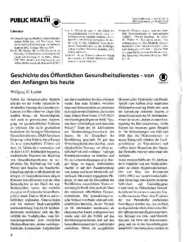 Vorschauseite 1: Geschichte des Öffentlichen Gesundheitsdienstes - von den Anfängen bis heute
