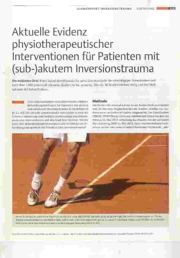 Vorschauseite 1: Aktuelle Evidenz physiotherapeutischer Interventionen für Patienten mit (sub-)akutem Inversionstrauma