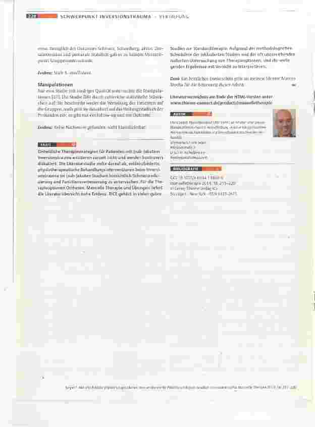 Vorschauseite 6: Aktuelle Evidenz physiotherapeutischer Interventionen für Patienten mit (sub-)akutem Inversionstrauma