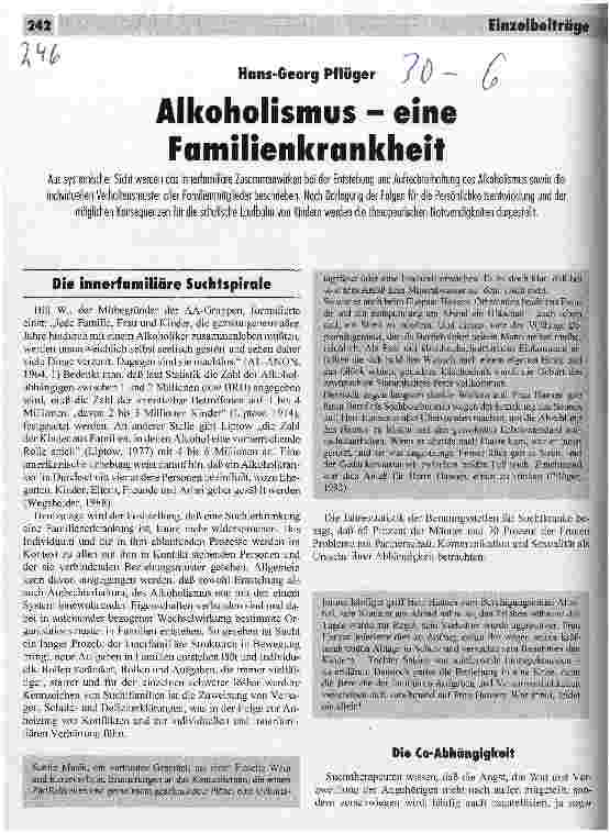 Vorschauseite 1: Alkoholismus - eine Familienkrankheit