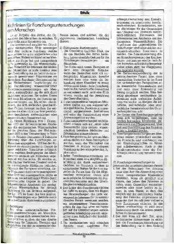 Vorschauseite 2: Medizinisch-ethische Richtlinien (R) der schweizerischen Akademie der medizinischen Wissenschaften
