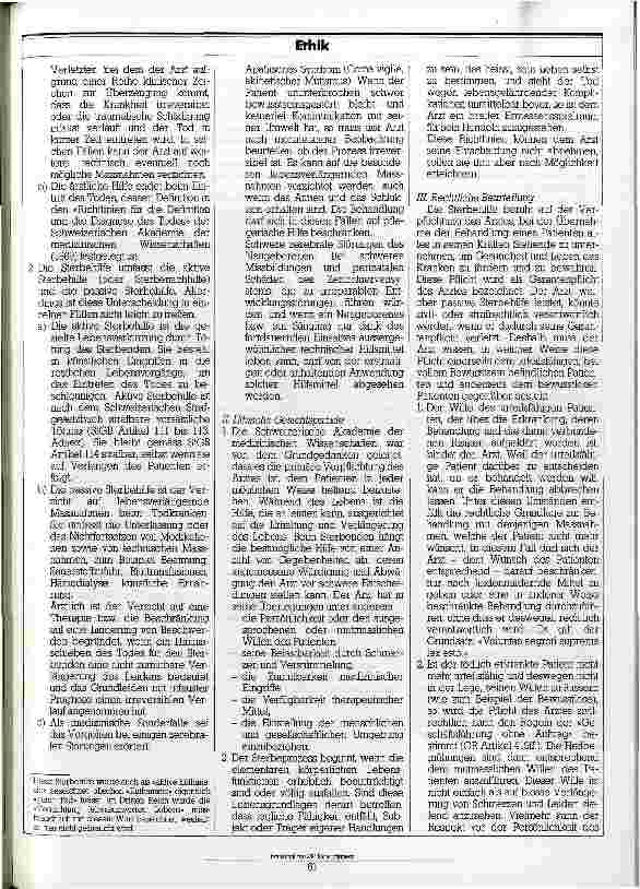Vorschauseite 4: Medizinisch-ethische Richtlinien (R) der schweizerischen Akademie der medizinischen Wissenschaften