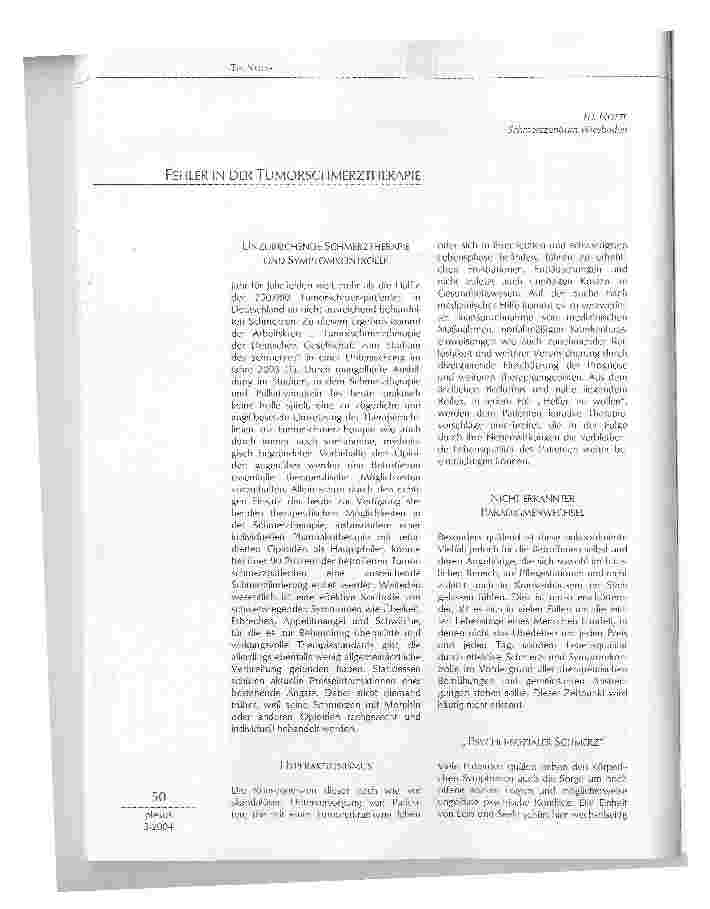 Vorschauseite 1: FEHLER IN DER TUMORSCHMERZTHERAPIE