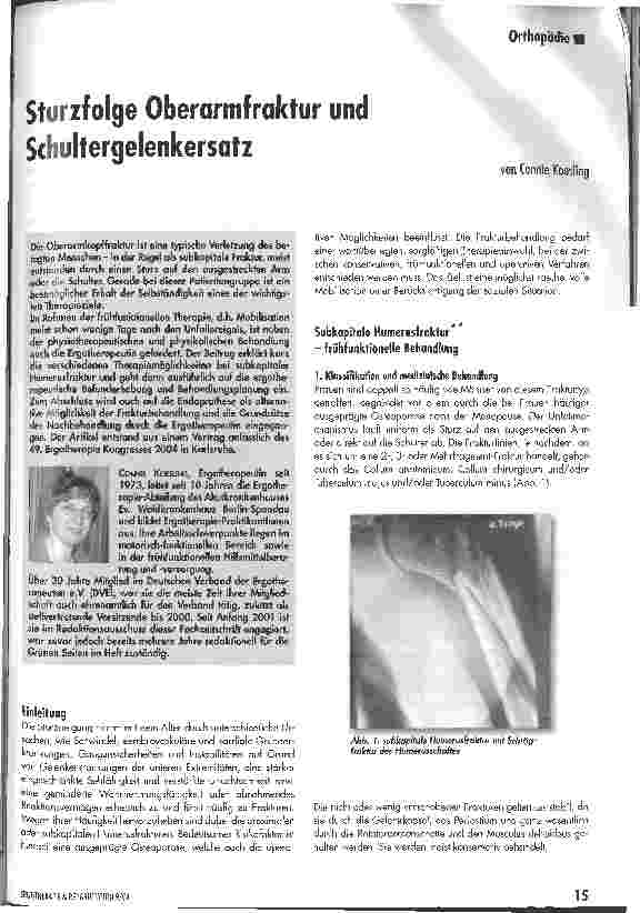 Vorschauseite 1: Sturzfolge Oberarmfraktur und Schultergelenkersatz