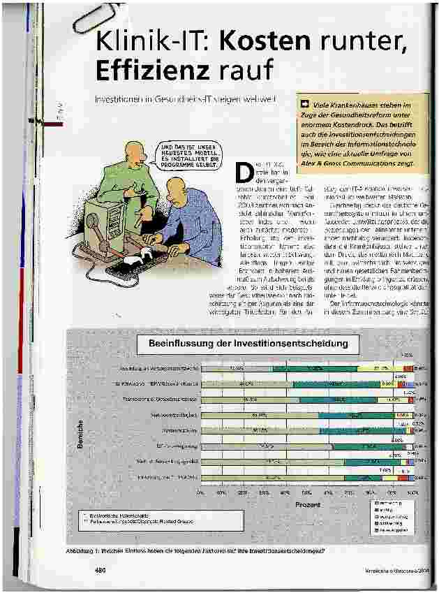 Vorschauseite 1: Klinik-IT: Kosten runter, Effizienz raufInvestitionen in Gesundheits-IT steigen weltweit