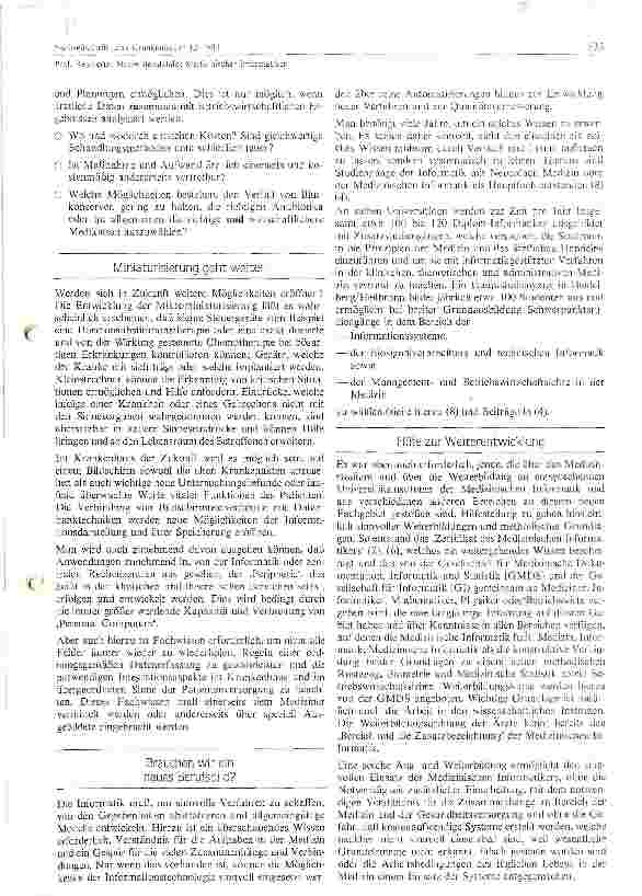 Vorschauseite 2: Neues Berufsbild : Medizinischer Informatiker