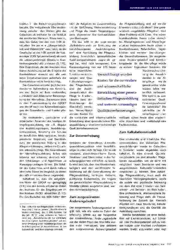 Vorschauseite 2: Denn sie wissen nicht, wie es sein wird Stellungnahme zum Forschungsqotachten Finanzierung eines neuen Pflegeberufegesetzes Ergebnisbericht Prognos/WIAD