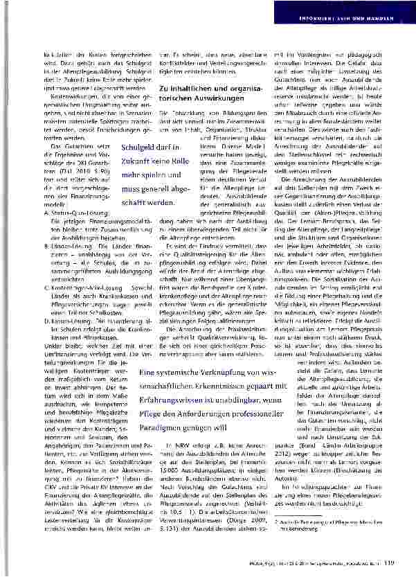 Vorschauseite 4: Denn sie wissen nicht, wie es sein wird Stellungnahme zum Forschungsqotachten Finanzierung eines neuen Pflegeberufegesetzes Ergebnisbericht Prognos/WIAD
