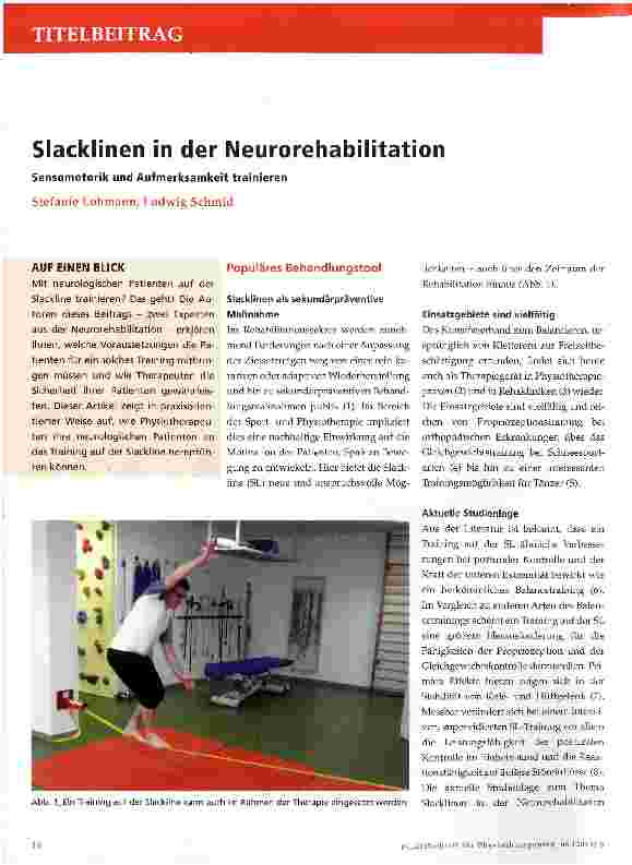 Vorschauseite 1: Slacklinen in der Neurorehabilitation