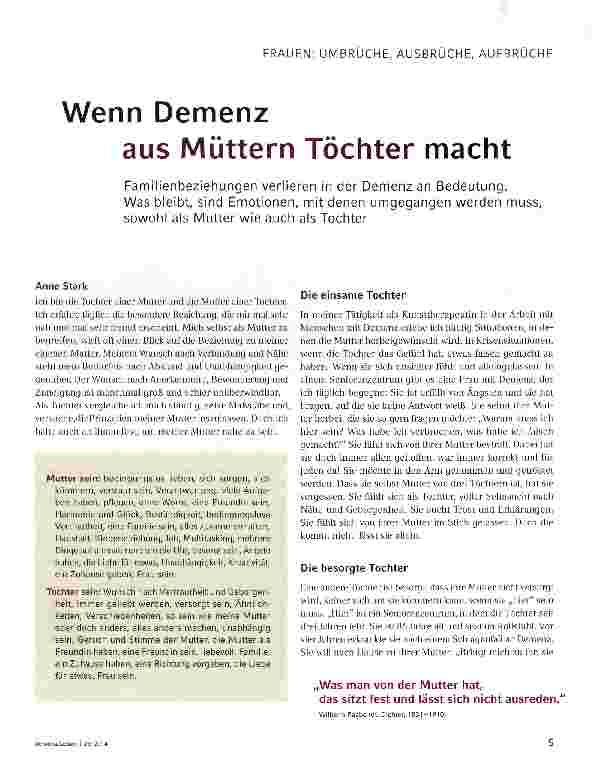 Vorschauseite 1: Wenn Demenz aus Müttern Töchter macht
