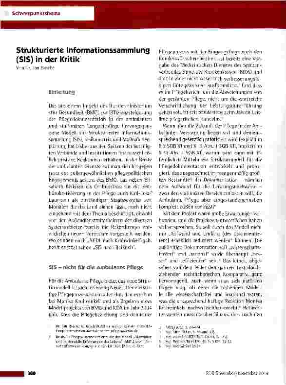 Vorschauseite 1: Strukturierte Informationssammlung (SIS) in der Kritik