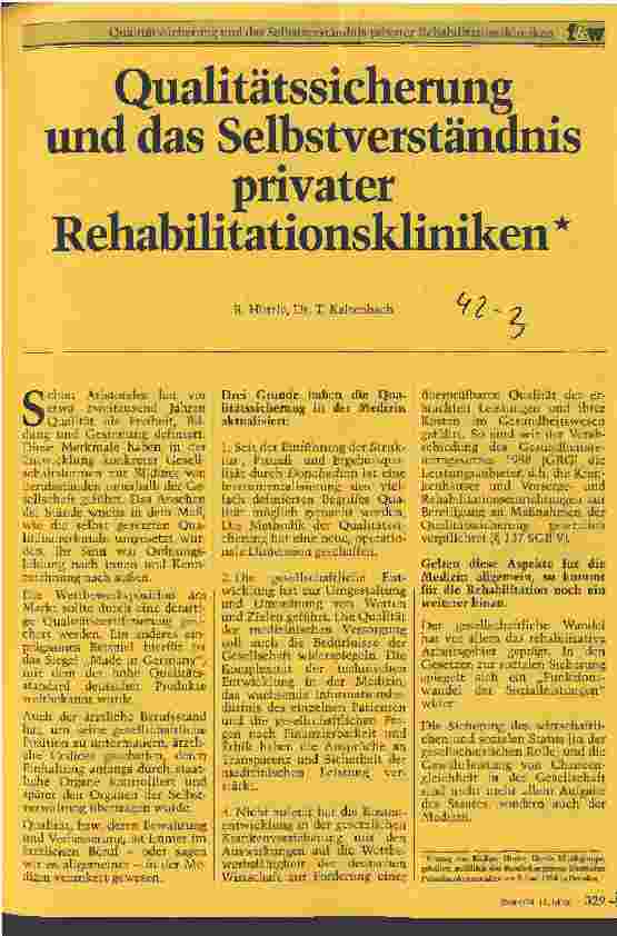 Vorschauseite 1: Mitteilungen des Bundesverbandes Deutscher Privatkrankenanstalten Qualitässicherung und das Selbstverständnis privater Rehakliniken