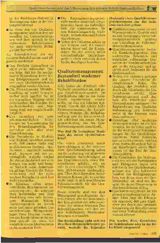 Vorschauseite 3: Mitteilungen des Bundesverbandes Deutscher Privatkrankenanstalten Qualitässicherung und das Selbstverständnis privater Rehakliniken