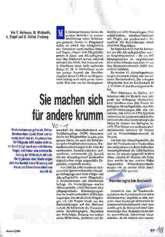 Vorschauseite 1: Sie machen sich für andere krumm Rückenschmerzen