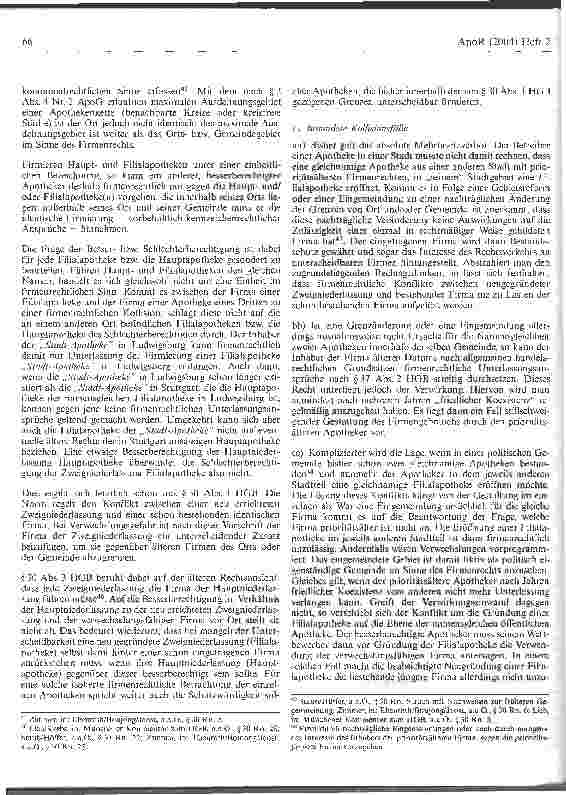 Vorschauseite 6: Die firmenund kennzeichenrechtliche Behandlung von Filialapotheken und Versandapotheken