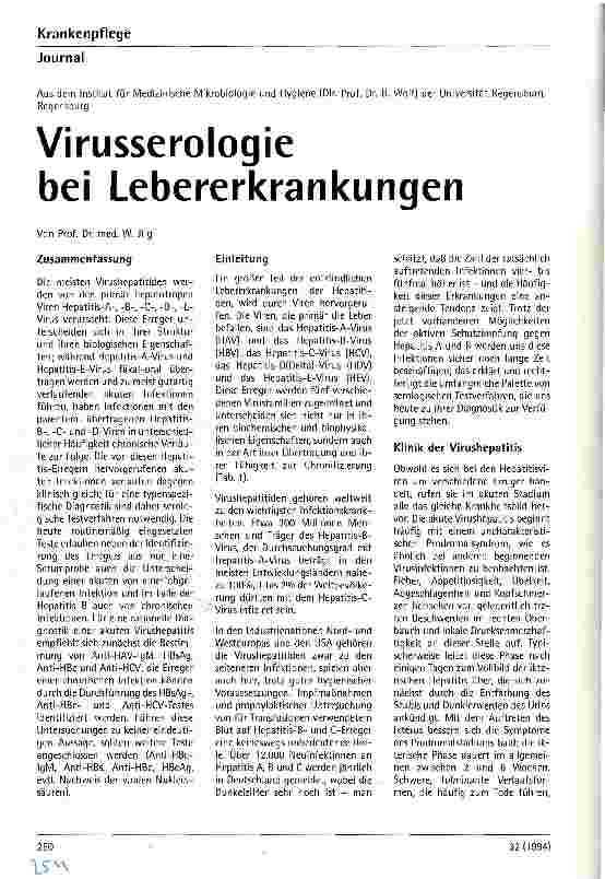 Vorschauseite 1: Virusserologie bei Lebererkrankungen