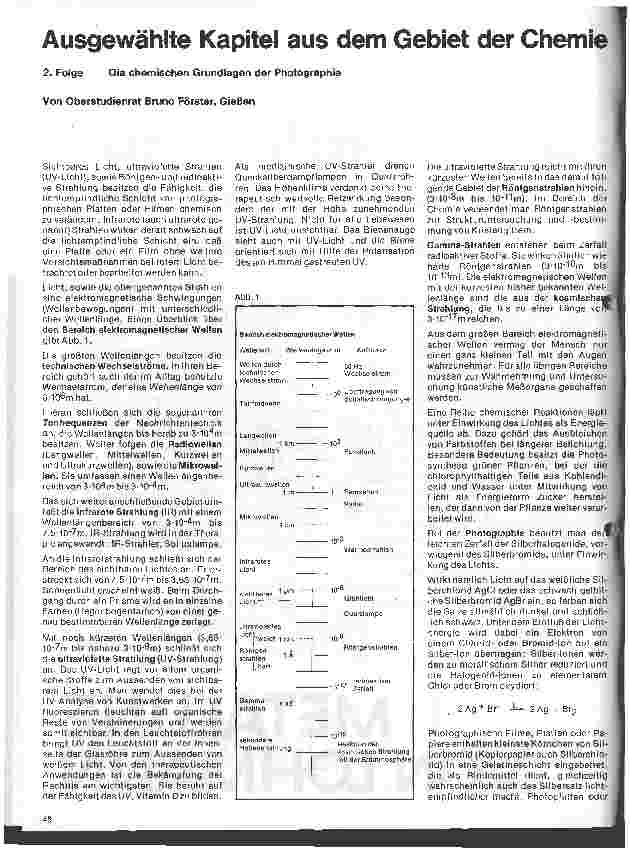 Vorschauseite 1: Ausgewählte Kapitel aus der Chemie 2. Folge: Die chemischen Grundlagen der Photographie