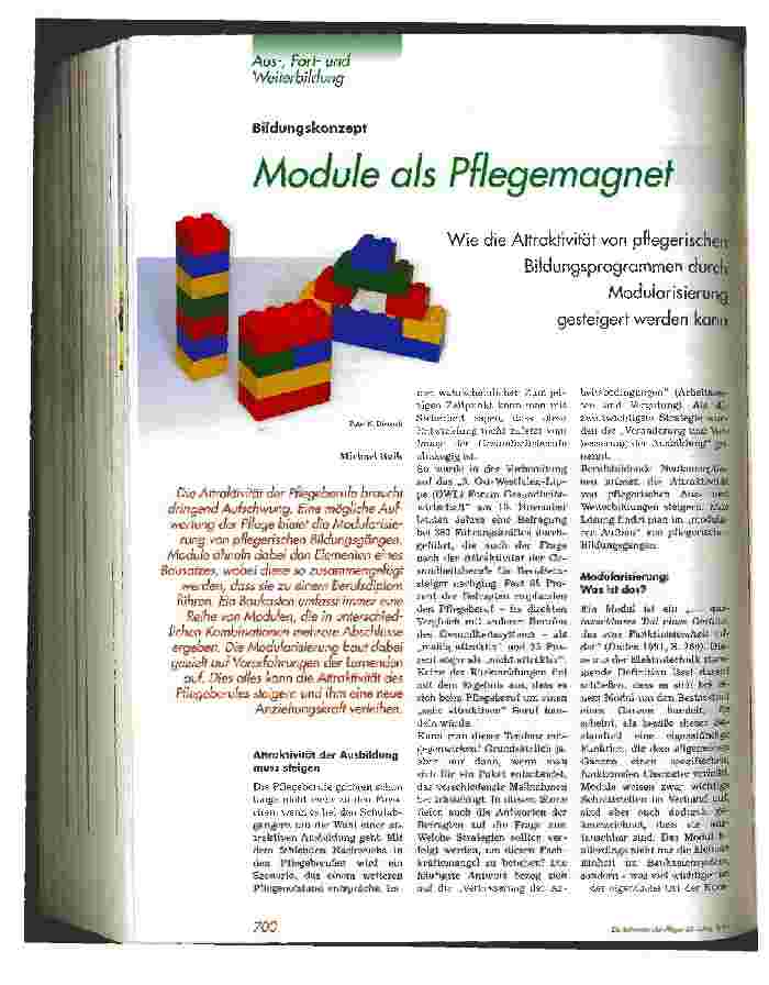 Vorschauseite 1: Module als Pflegemagnet - Wie die Attraktivität von pflegerischen Bildungsprogrammen durch Modularisierung gesteigert werden kann