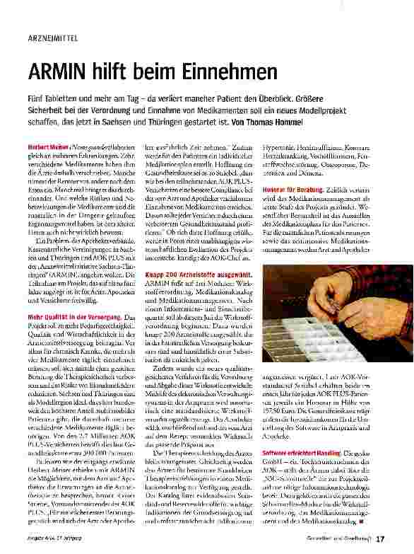 Vorschauseite 1: ARMIN hilft beim Einnehmen