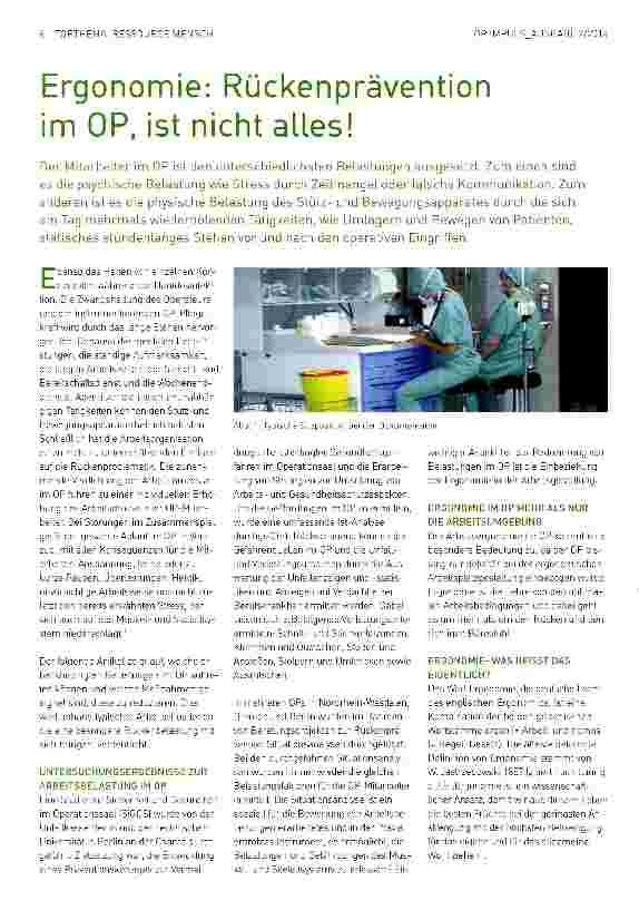Vorschauseite 1: Ergonomie: Rückenprävention im OPP ist nicht alles!