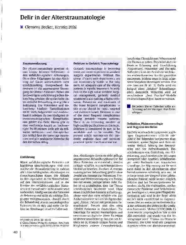 Vorschauseite 1: Delir in der Alterstraumatologie