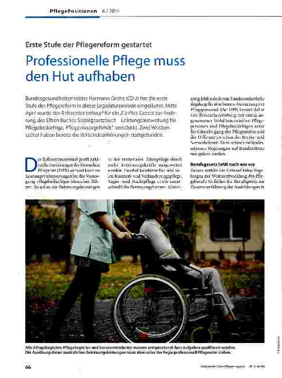 Vorschauseite 1: Professionelle Pflege muss den Hut aufhaben