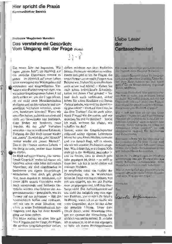 Vorschauseite 1: Das verstehende Gespräch: Vom Umgang mit der Frage (Forts.)