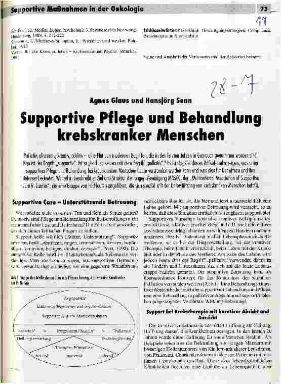 Vorschauseite 1: Supportive Pflege und Behandlung (S) krebskranker Menschen