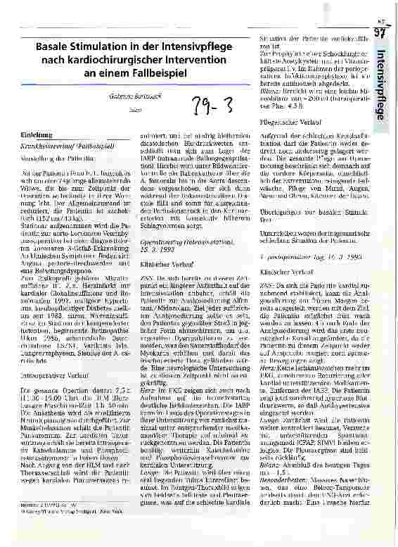 Vorschauseite 1: Basale Stimulation in der Intensivpflege nach kardiochirurgischer Intervention an einem Fallbeispiel