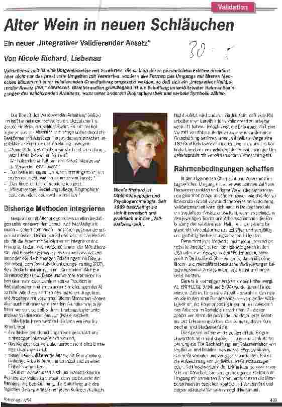 Vorschauseite 1: Alter Wein in neuen Schläuchen Ein neuer integrativer validierender Ansatz