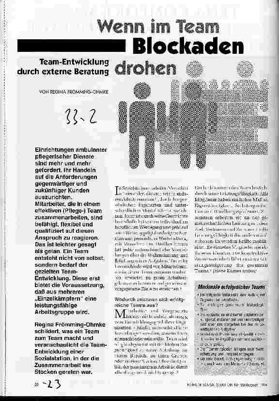 Vorschauseite 1: Wenn im Team Blockaden drohen Team-Entwicklung durch externe Beratung