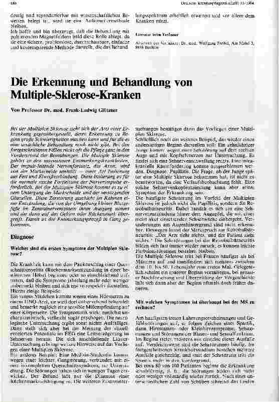 Vorschauseite 1: Die Erkennung und Behandlung von Multiple-Sklerose-Kranken