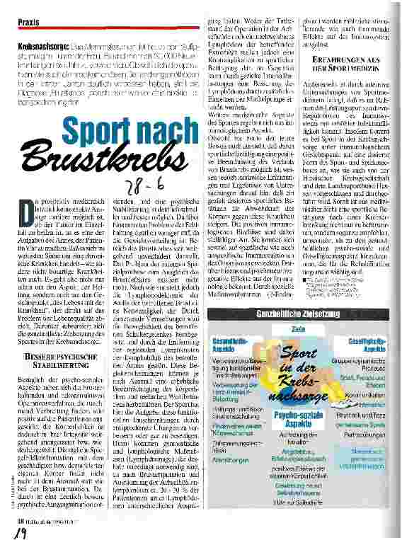 Vorschauseite 1: Sport nach Brustkrebs Krebsnachsorge