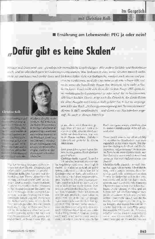 Vorschauseite 1: Dafür gibt es keine SkalenErnährung am Lebensende: PEG ja oder nein?