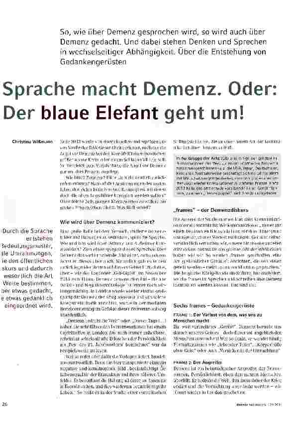 Vorschauseite 1: Sprache macht Demenz. Oder: Der blaue Elefant geht um!