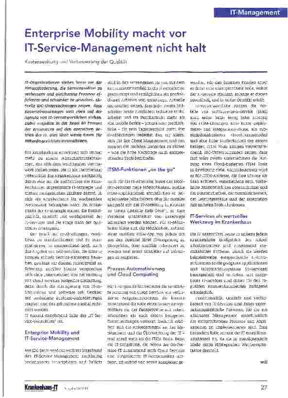 Vorschauseite 1: Enterprise Mobility macht vor IT-Service-Management nicht halt
