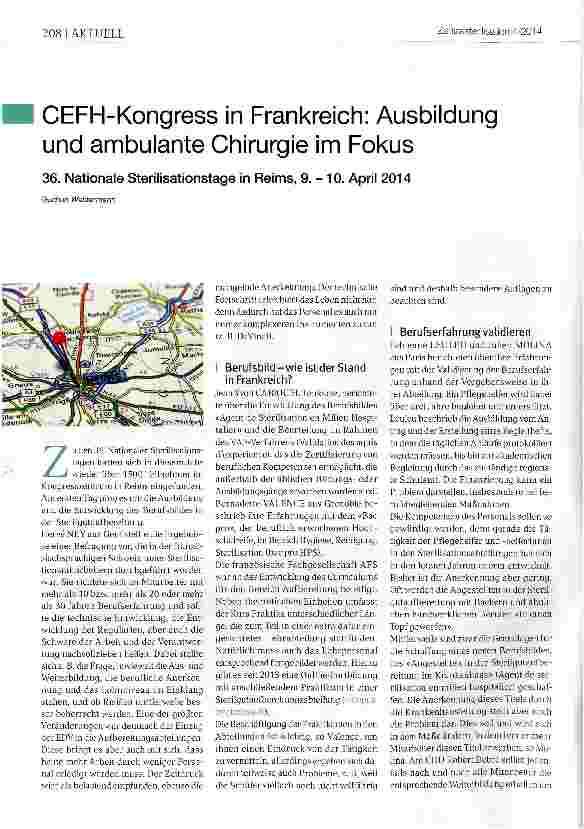 Vorschauseite 1: CEFH-Kongress in Frankreich: Ausbildung und ambulante Chirurgie im Fokus