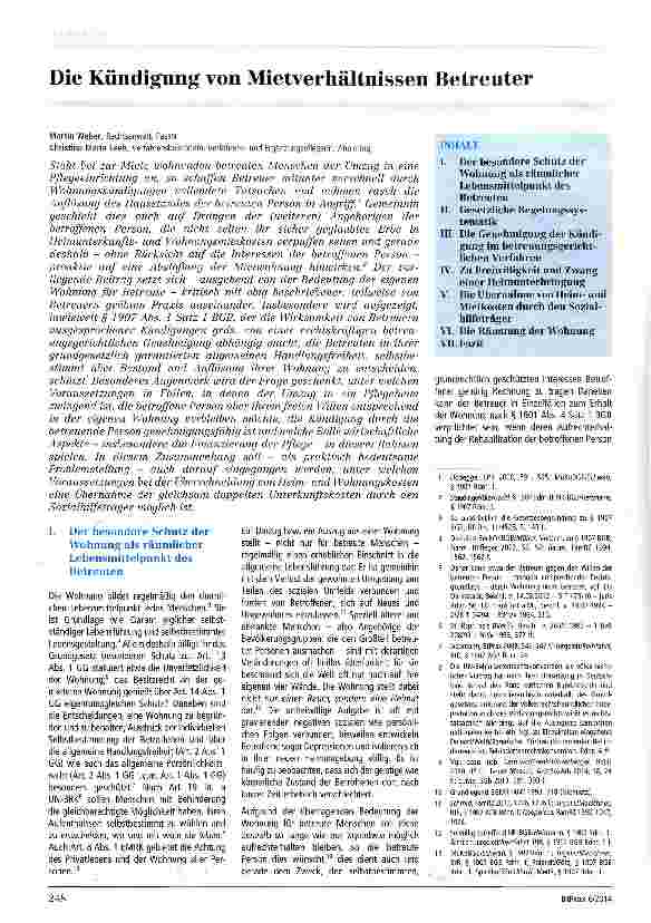 Vorschauseite 1: Die Kündigung von Mietverhältnissen Betreuter