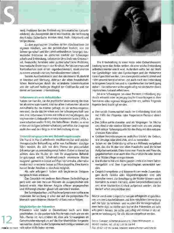 Vorschauseite 2: Postpartale Depression und Psychose -Versorgung und Prävention