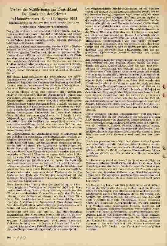 Vorschauseite 1: Treffen der Schülerinnen aus Deutschland, Dänemark und der Schweiz in Hannover vom 10.-14. Aug. 63