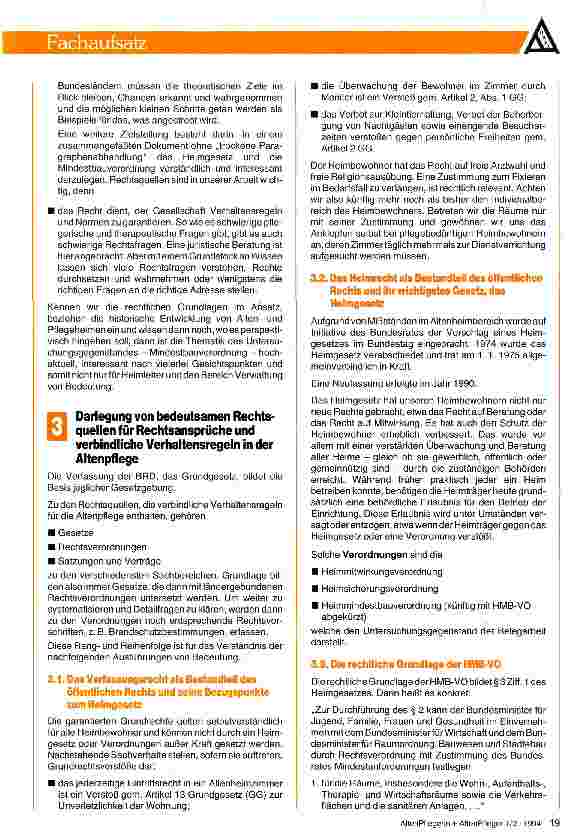 Vorschauseite 2: Die Mindestbauverordnung für Altenund Pflegeheime in der BRD und ihre Bedeutung für die neuen Bundesländer